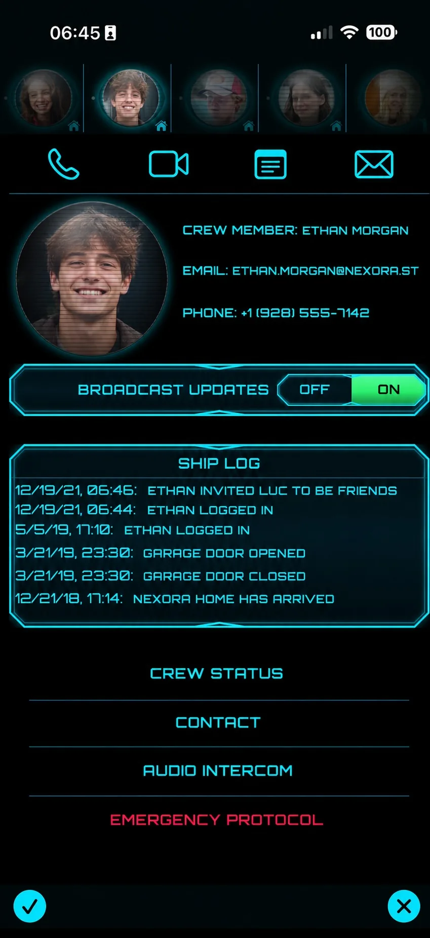 Crew communication and ship log