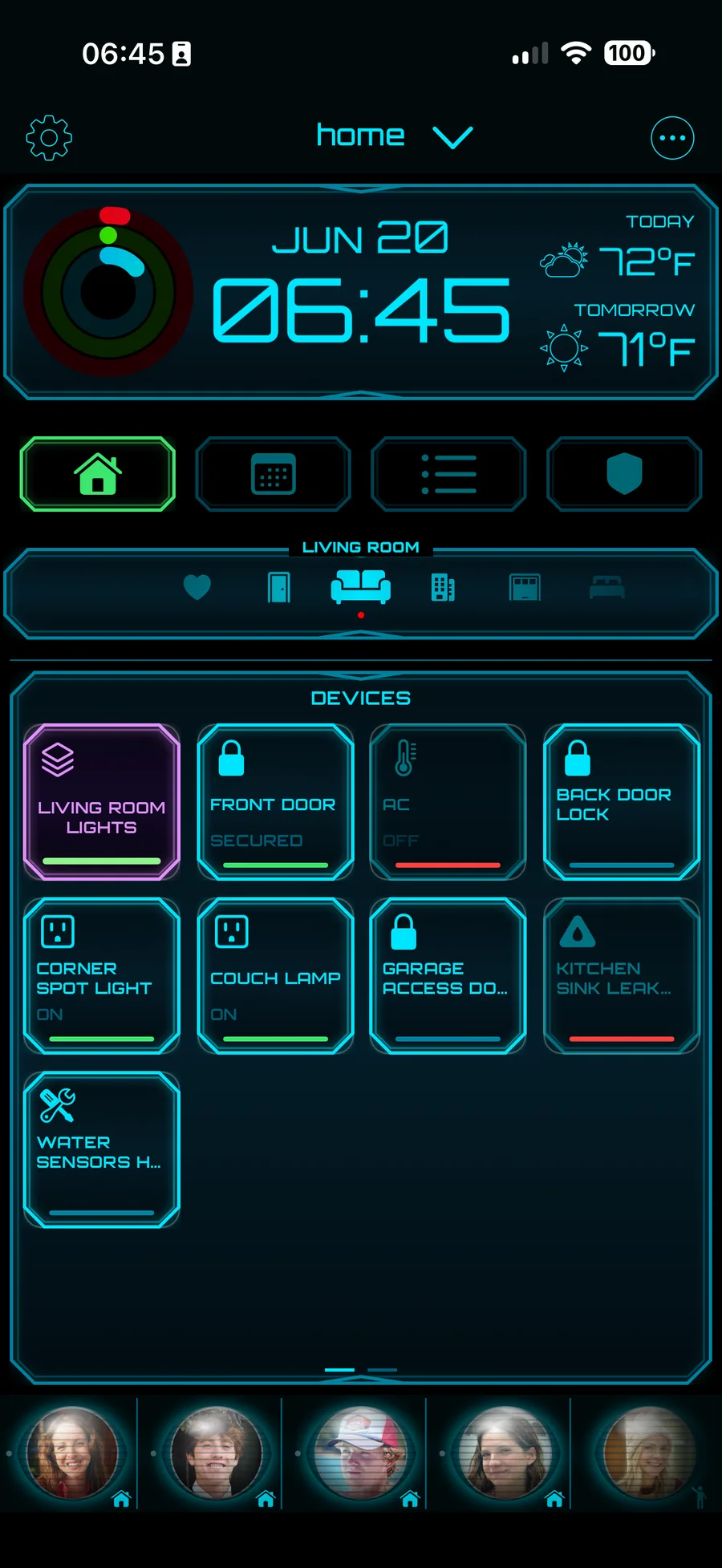 Living room sector controls